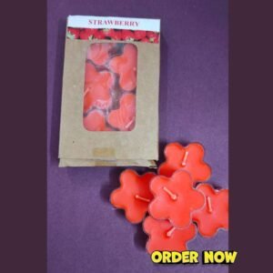 Crystal Flower Strawberry Scented Long Burning Tea Li ght Candles (Pack of 5 Piece) diwali decoration