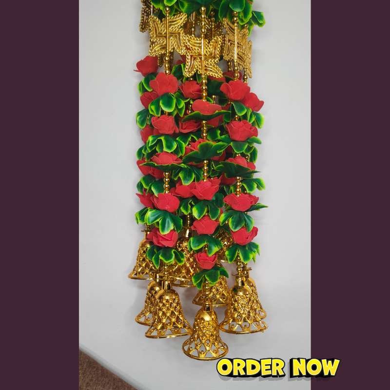 Red Rose Swastik Door Hanging (1 Pair) diwali decoration