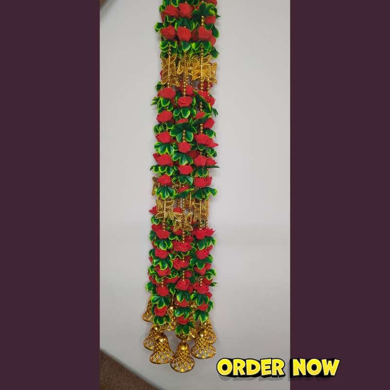 Red Rose Swastik Door Hanging (1 Pair) diwali decoration