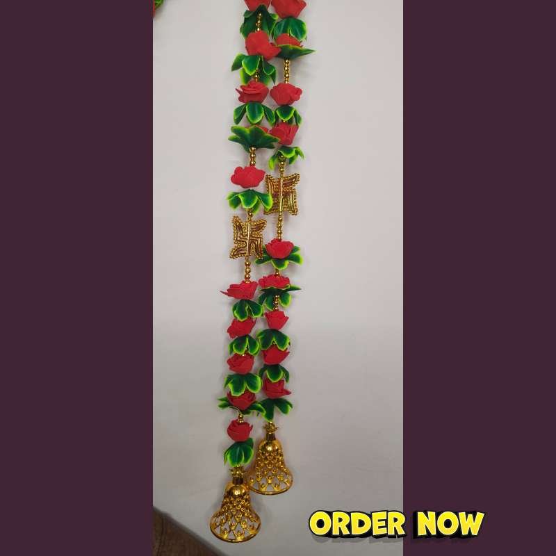 Red Rose Swastik Door Hanging (1 Pair) diwali decoration