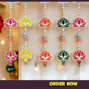 Wooden Queen & Lotus Hanging (1 Line) diwali decoration